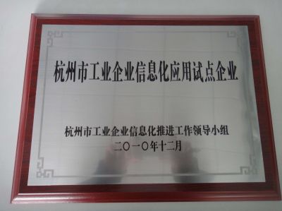杭州市工業企業信息化應用試點企業